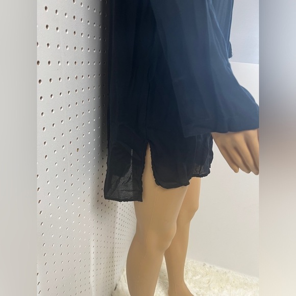 Billabong Women's Boho Black Lace-Up Tassel Front Beach Cover Up Tunic Dress M - Picture 4 of 11